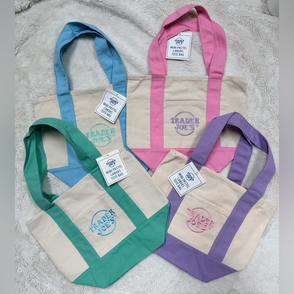 Trader Joe’s Mini Pastel Canvas Tote Bag - Set of 4, one of each color